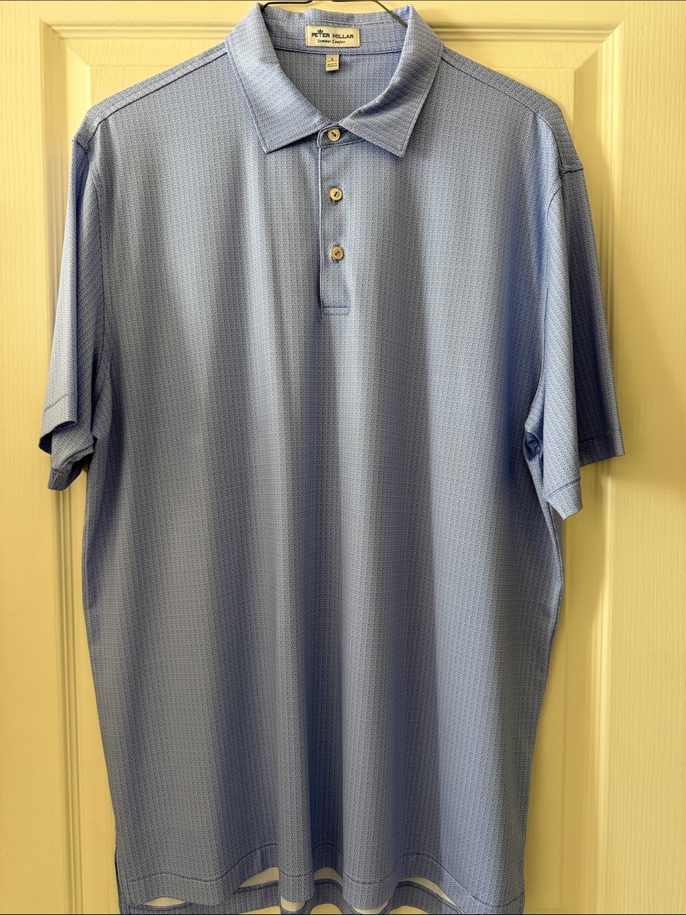 Peter Millar Light Blue Textured Short-Sleeve Polo